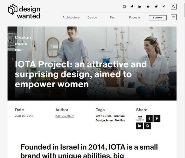Design Wanted - IOTA Project: an attractive and surprising design, aimed to empower women