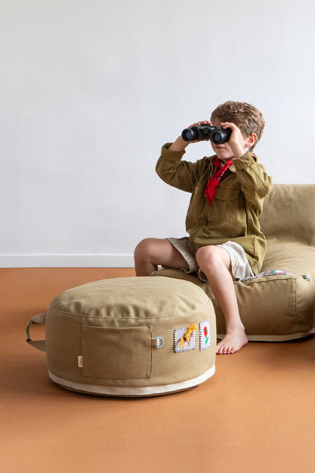 Mini Round Pouf - Olive