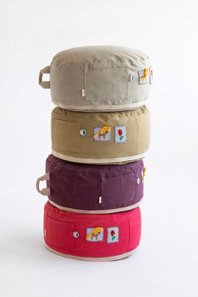 Mini Round Pouf - Olive