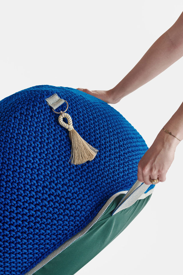 Outdoor Indoor Cube Pouf - Blue