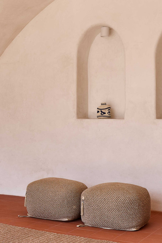 Outdoor Indoor Cube Pouf - Earth