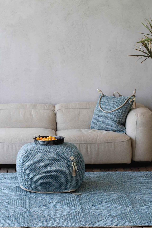 Outdoor Indoor Cube Pouf - Greece