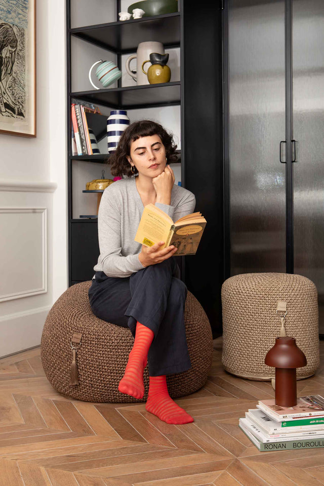 Outdoor Indoor Cube Pouf - Granite