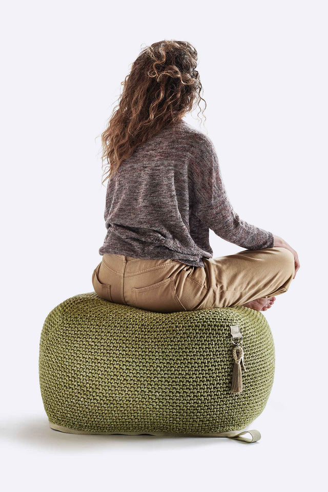 Outdoor Indoor Cube Pouf - Olive