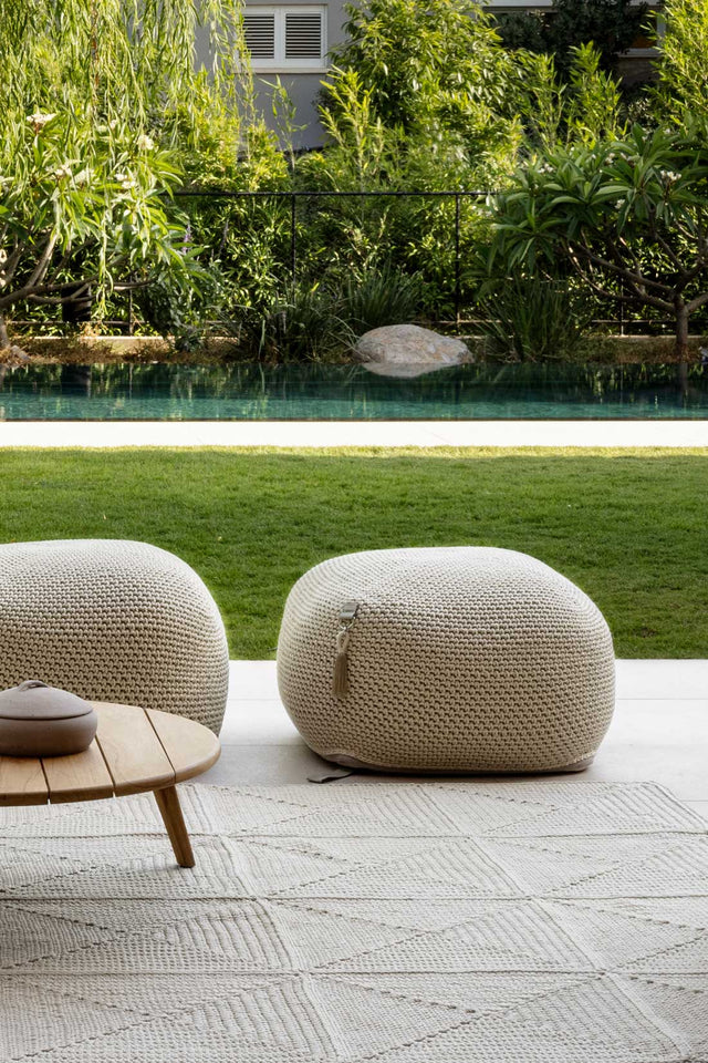 Outdoor Indoor Cube Pouf - Sand