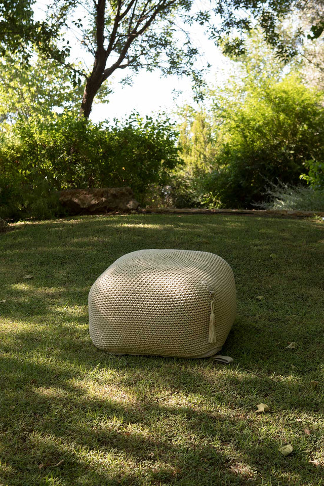 Outdoor Indoor Cube Pouf - Sand