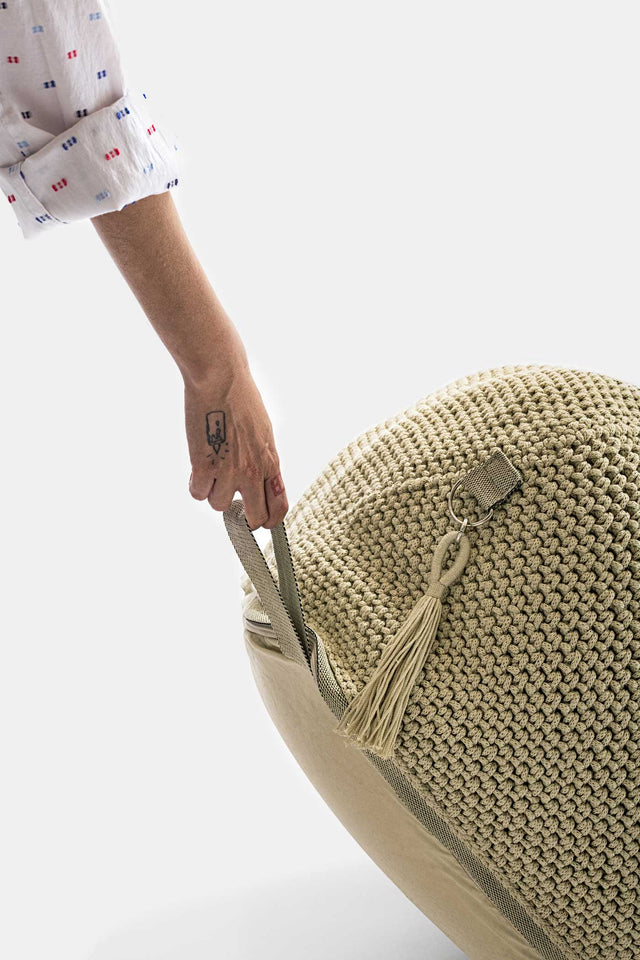 Outdoor Indoor Cube Pouf - Sand