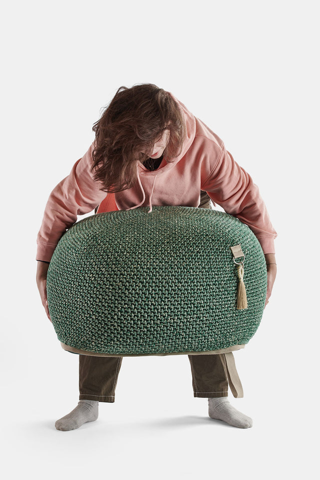 Outdoor Indoor Cube Pouf - Tzatziki