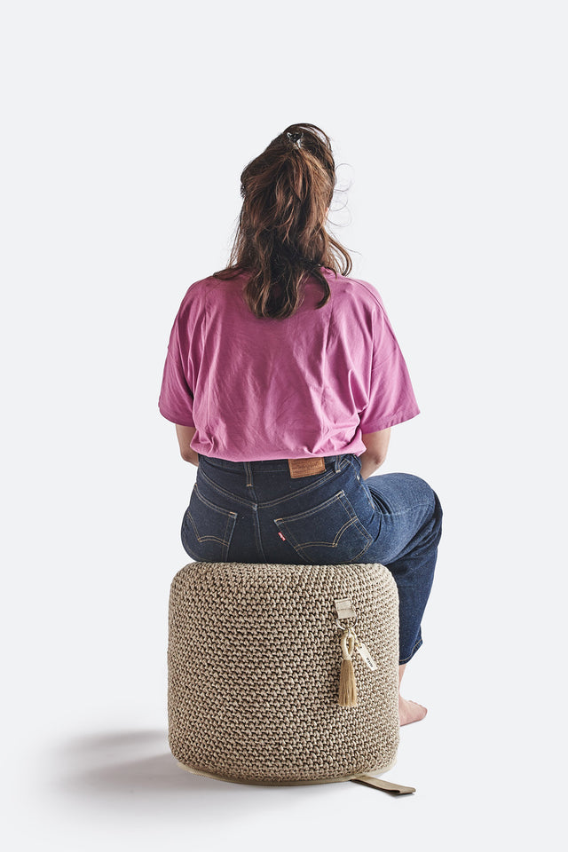 Outdoor Indoor Cylinder Pouf - Earth