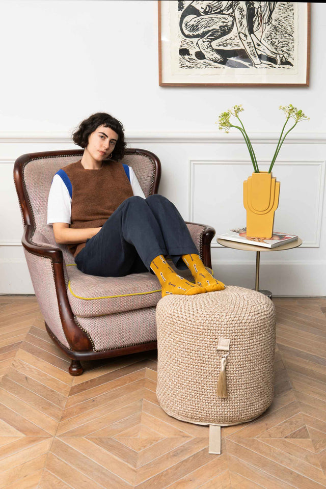 Outdoor Indoor Cylinder Pouf - Earth