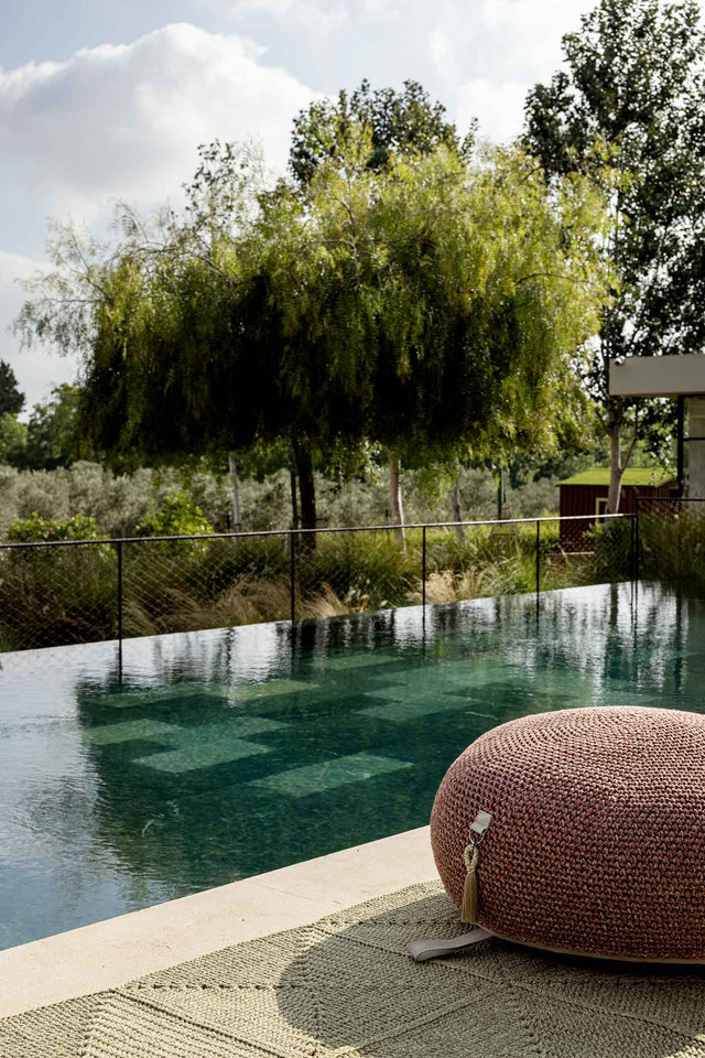 Outdoor Indoor Round Pouf - Clay