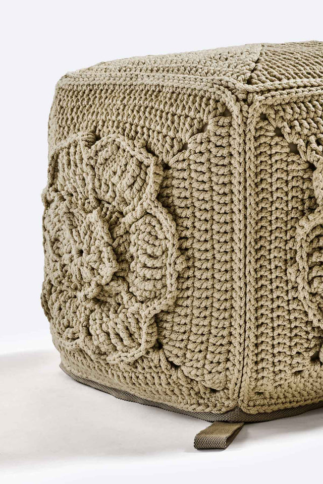 Rosette Block Pouf - Sand