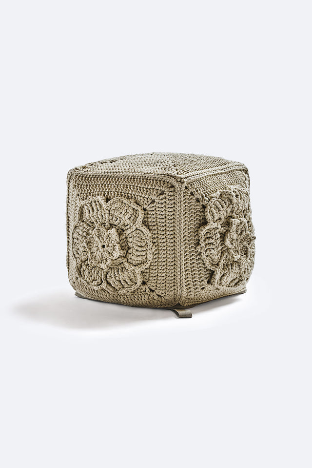 Rosette Block Pouf - Sand