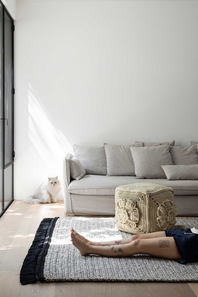 Rosette Block Pouf - Sand