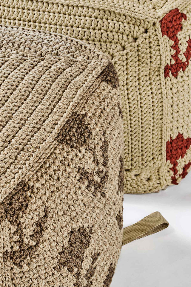 Graphic Block Pouf - Earth Granite