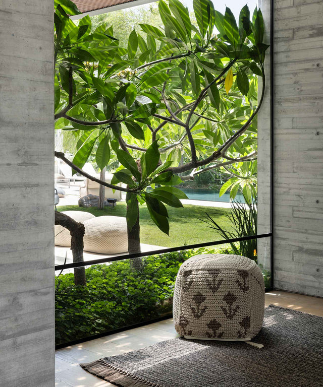 Graphic Block Pouf - Earth Granite