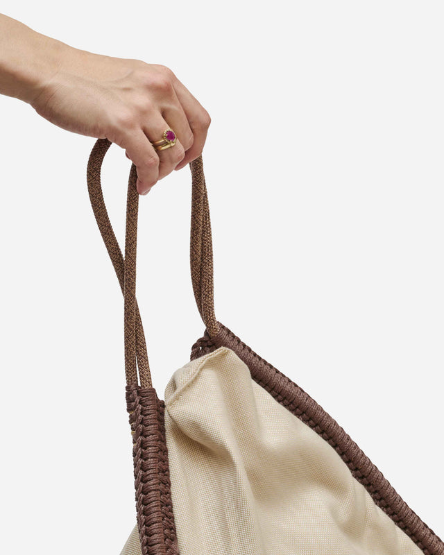 Rope Contour Triangle Pouf - Chocolate Brown