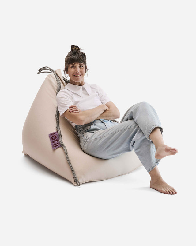 Rope Contour Triangle Pouf - Pebble Grey