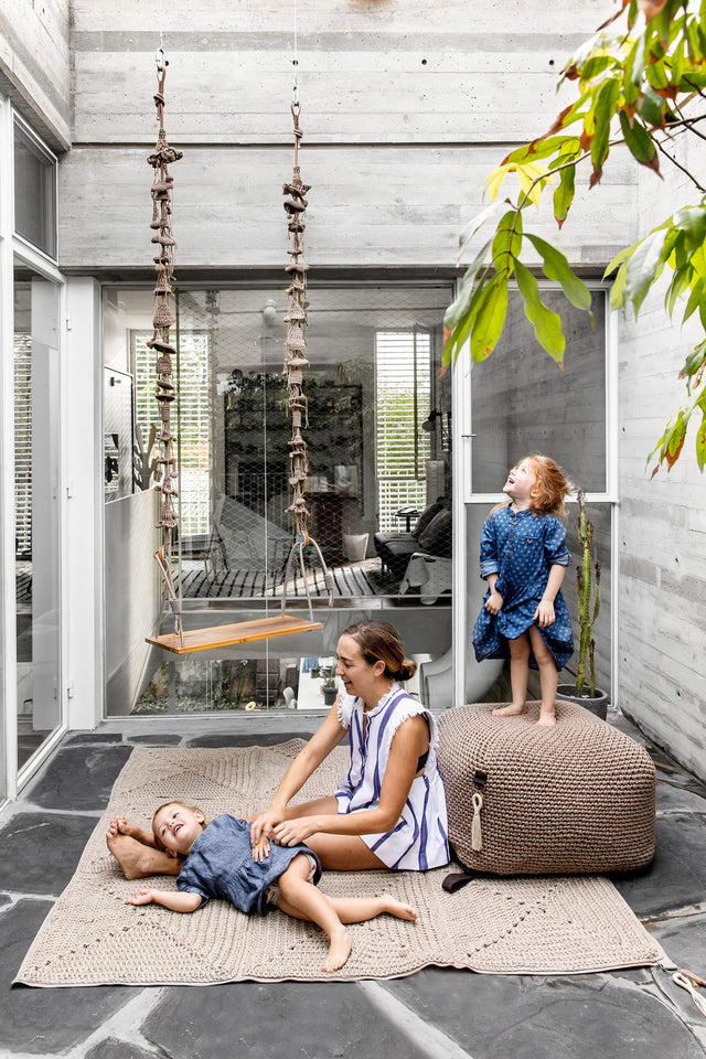 2 Arm Outdoor Swing, Teak Seat - Cacao