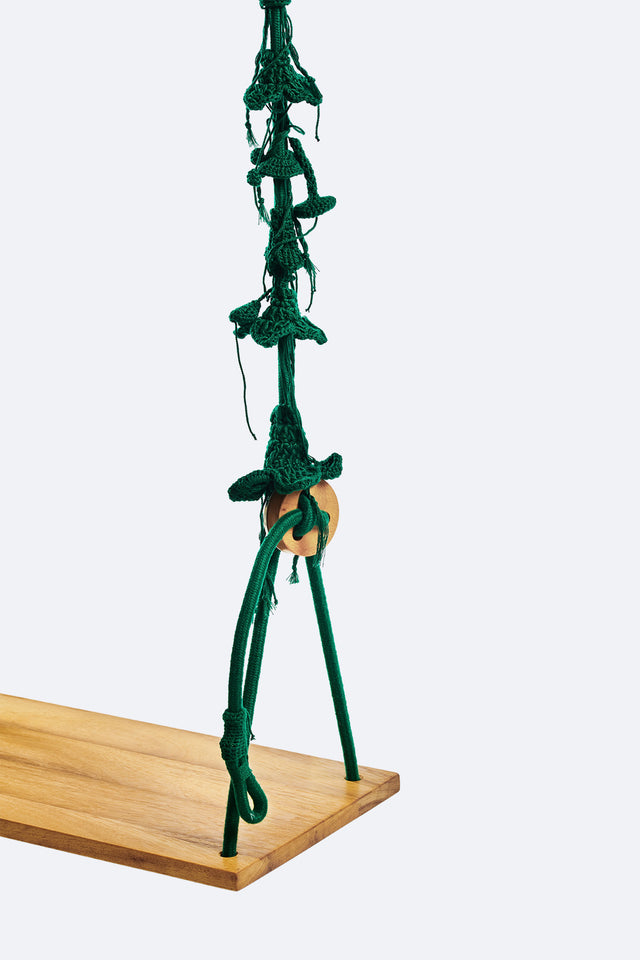 2 Arm Outdoor Swing, Teak Seat - Green