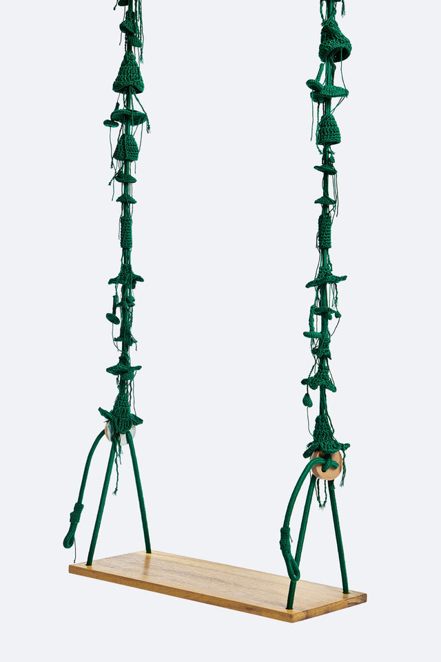 2 Arm Outdoor Swing, Teak Seat - Green