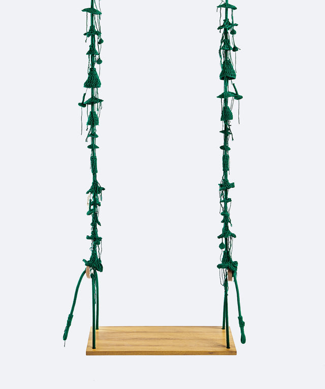 2 Arm Outdoor Swing, Teak Seat - Green