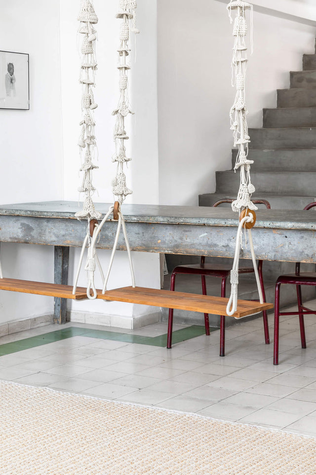 2 Arm Outdoor Swing, Teak Seat - Sand