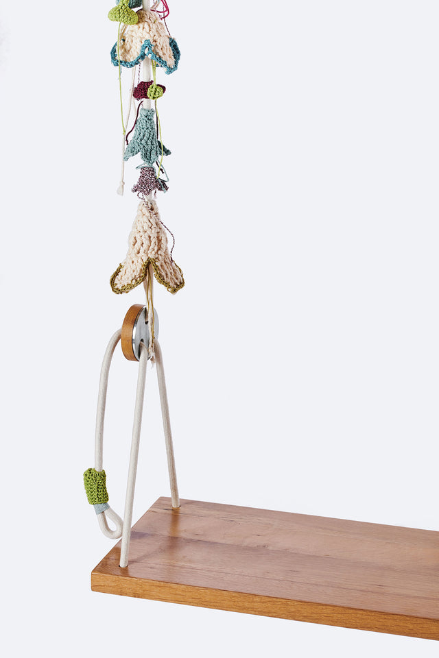 2 Arm Swing, Oak Seat - Spring Blossom