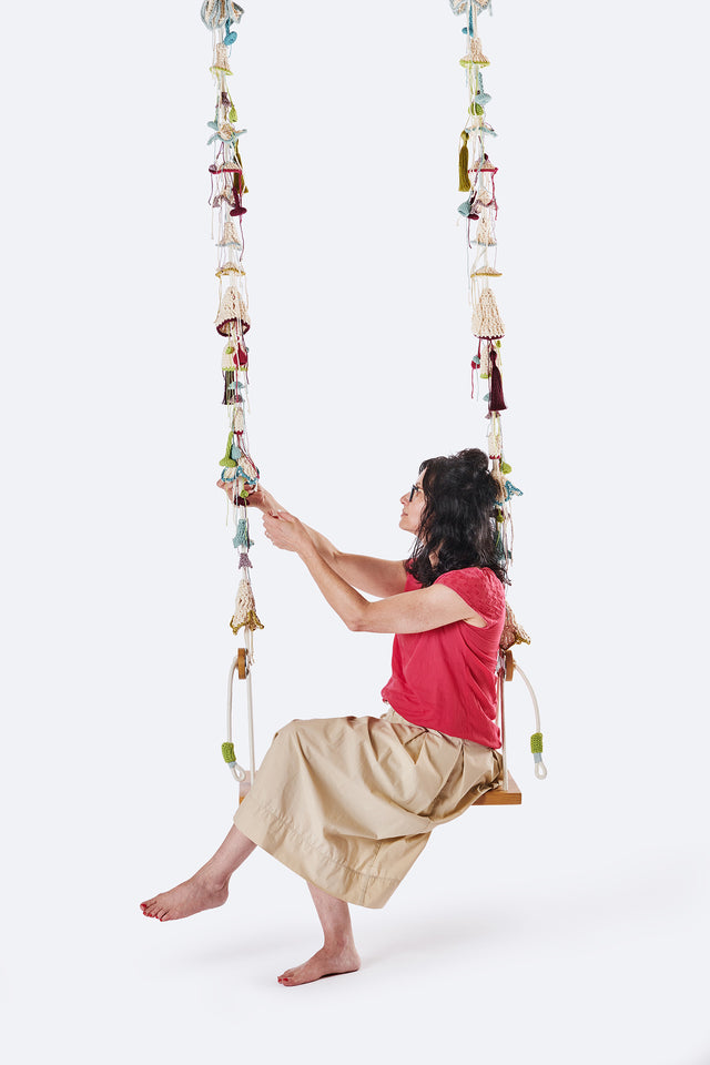 2 Arm Swing, Oak Seat - Spring Blossom