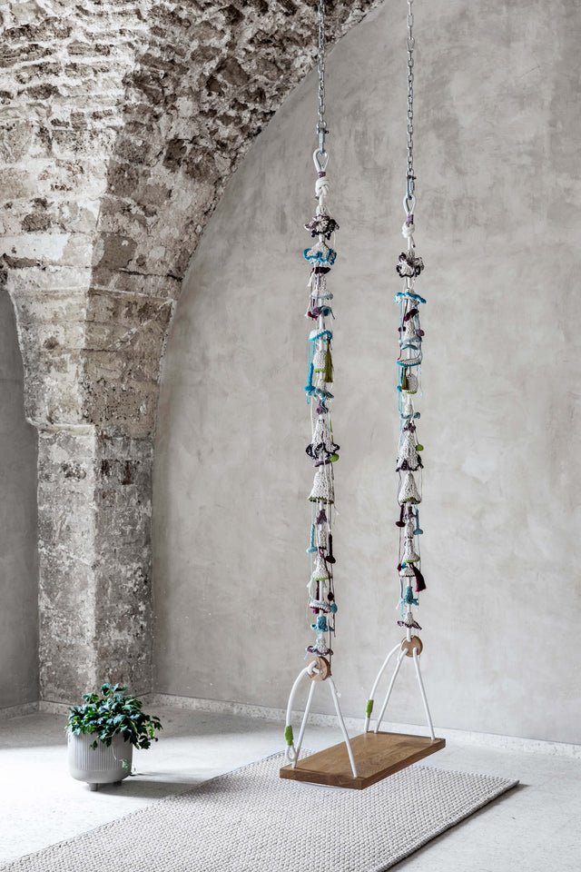 2 Arm Swing, Oak Seat - Spring Blossom