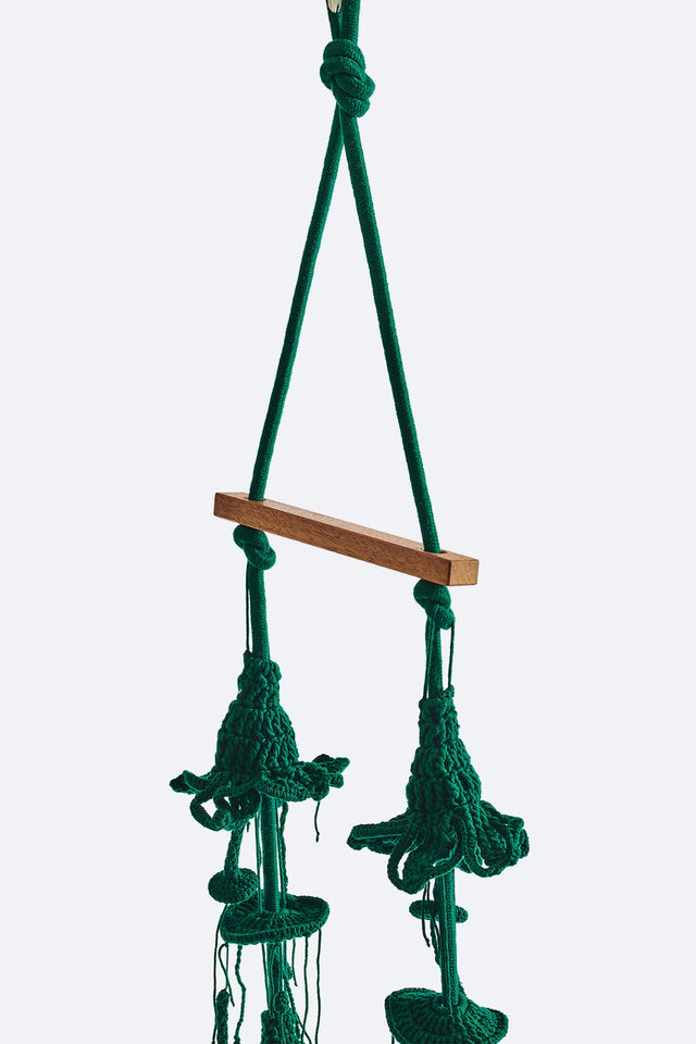 4 Arm Outdoor Swing, Teak Seat - Green
