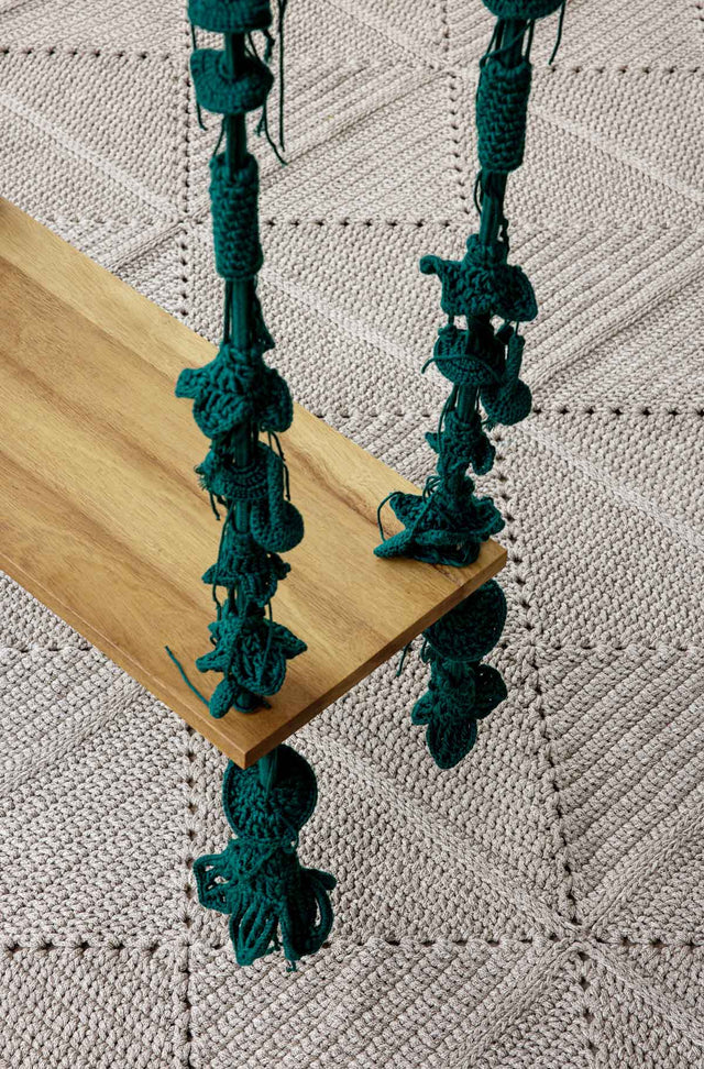 4 Arm Outdoor Swing, Teak Seat - Green