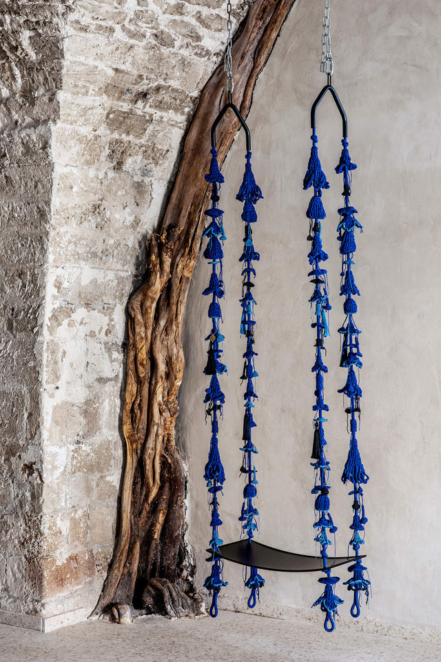 4 Arm Swing, Metal Seat - Blue