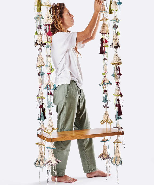 4 Arm Swing, Oak Seat - Spring Blossom