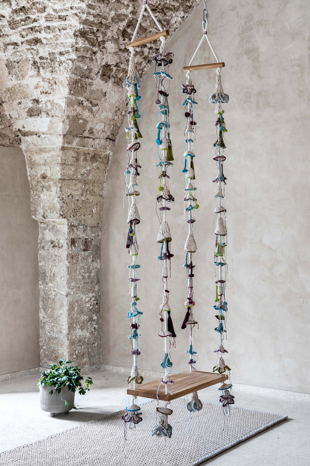 4 Arm Swing, Oak Seat - Spring Blossom