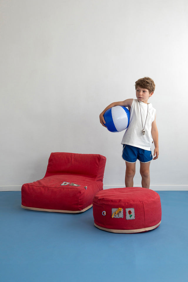 Mini L Pouf - Red
