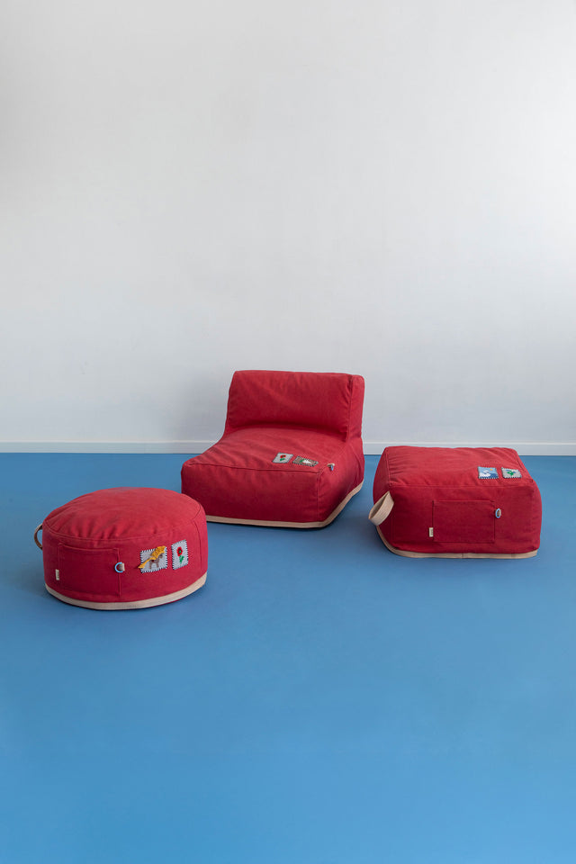 Mini L Pouf - Red
