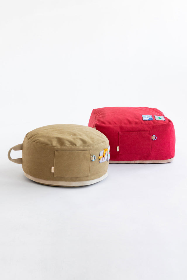 Mini Cube Pouf - Red