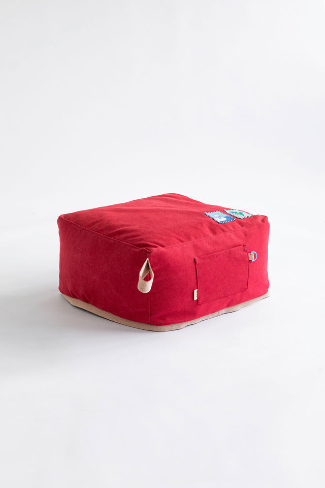 Mini Cube Pouf - Red