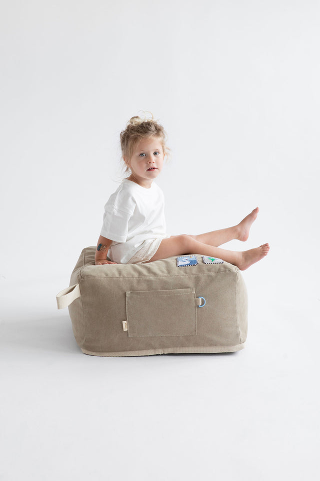 Mini Cube Pouf - Stone