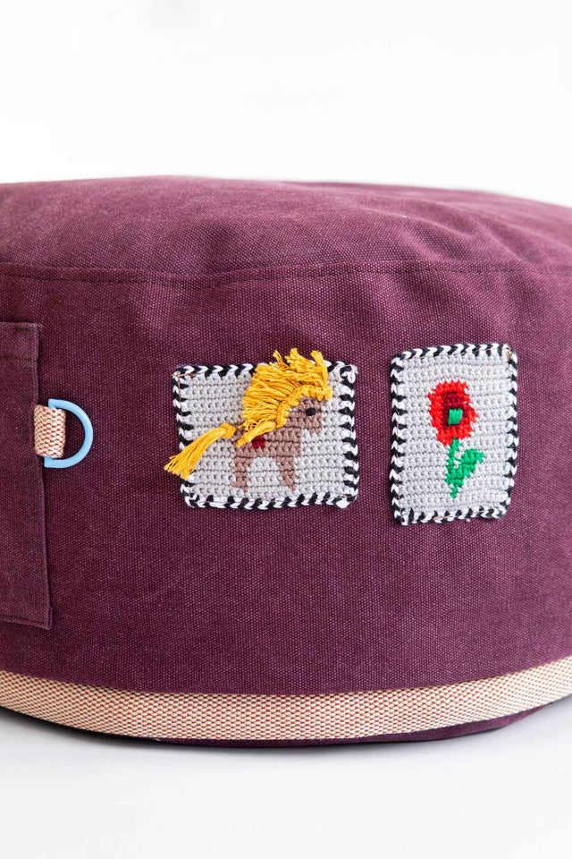 Mini Round Pouf - Plum