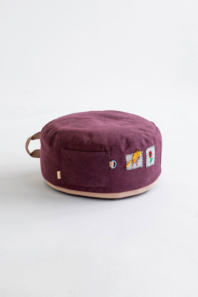 Mini Round Pouf - Plum