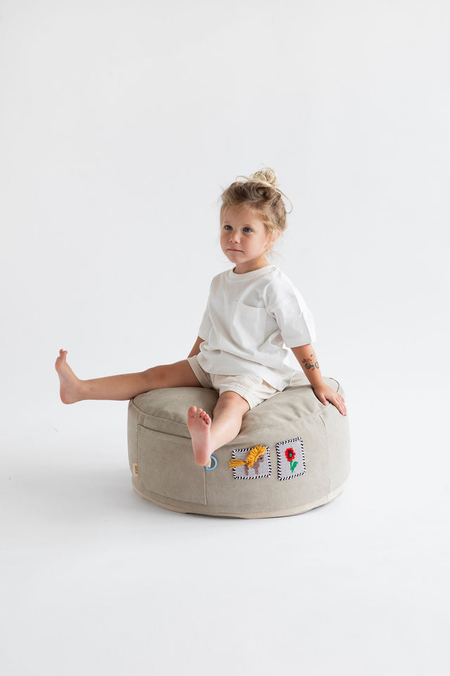 Mini Round Pouf - Stone