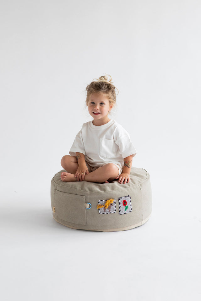 Mini Round Pouf - Stone
