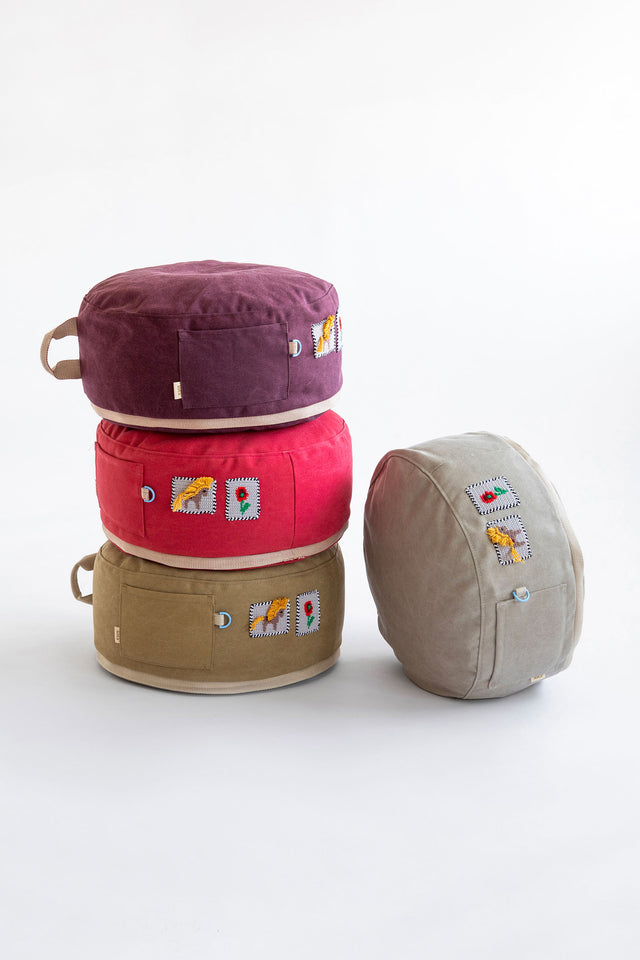 Mini Round Pouf - Stone