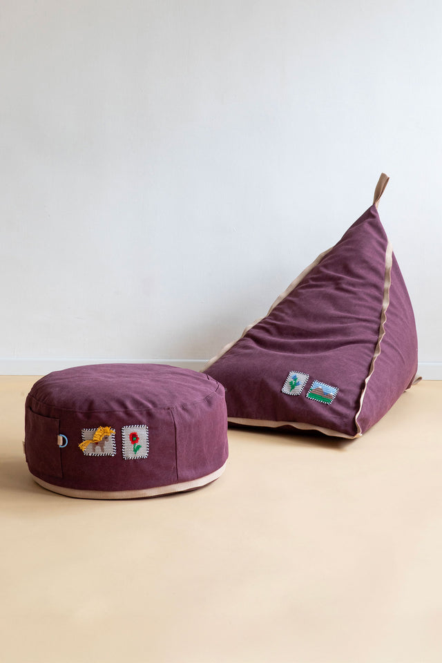 Mini Triangle Pouf - Plum