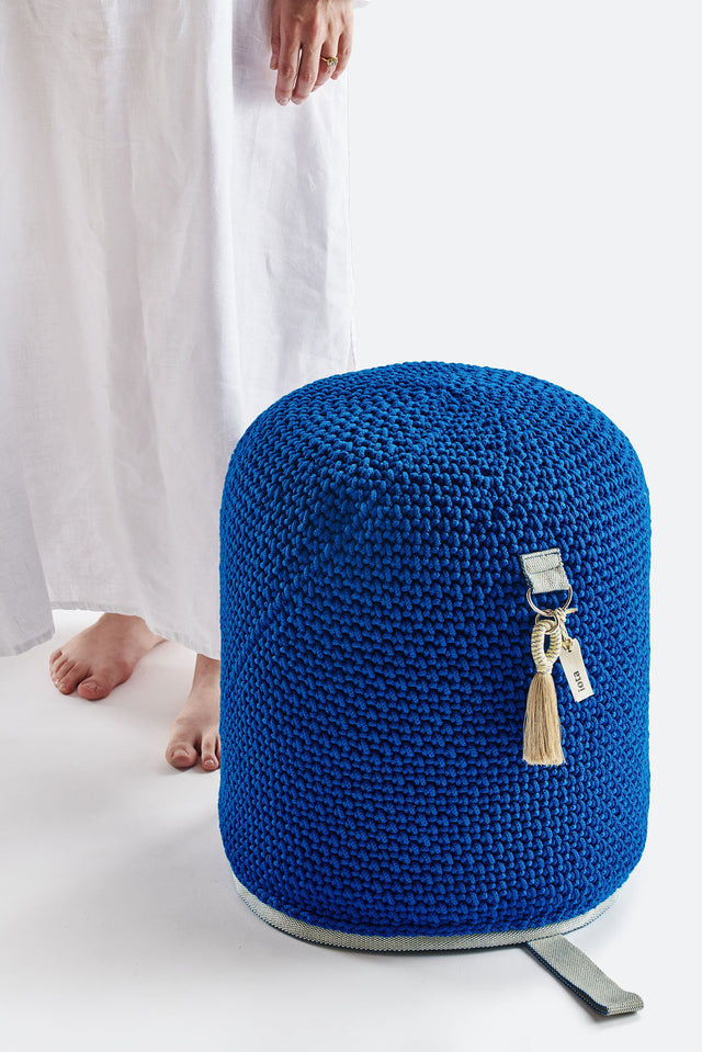 Outdoor Indoor Cylinder Pouf - Blue
