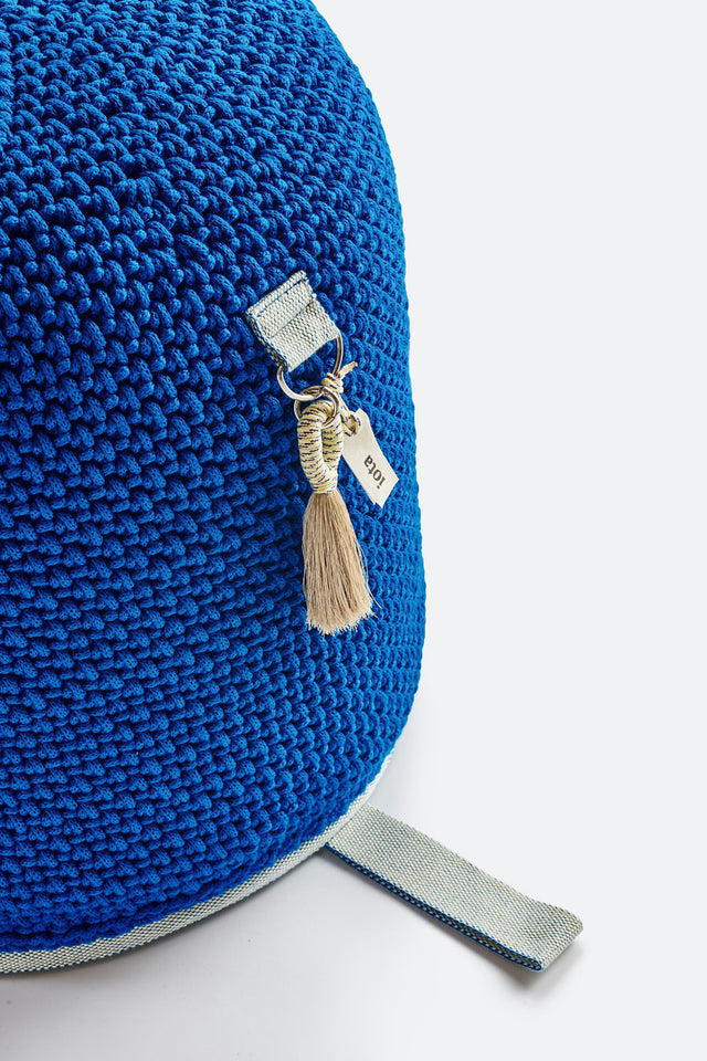 Outdoor Indoor Cylinder Pouf - Blue