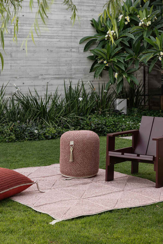 Outdoor Indoor Cylinder Pouf - Clay