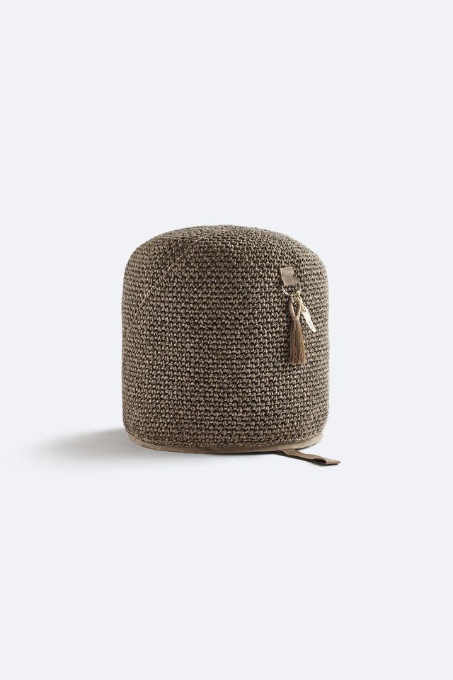 Outdoor Indoor Cylinder Pouf - Granite